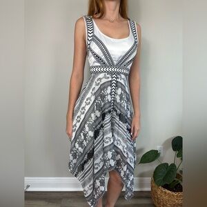 Bebe Asymmetrical Grey / White Dress